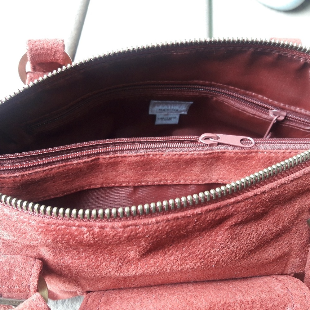 Suede Handbag - Rust Color - image 4
